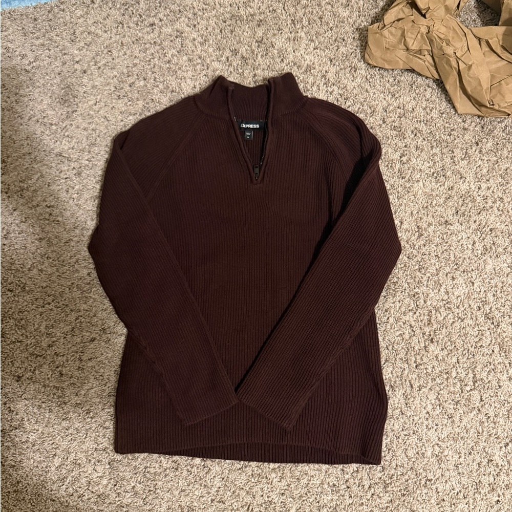 Express Chocolate Zip-Up Sweater